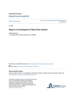 Report on Investigation of Bear River System