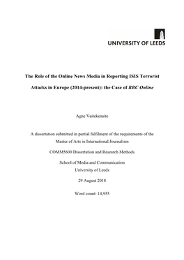 The Role of the Online News Media in Reporting ISIS Terrorist Attacks In