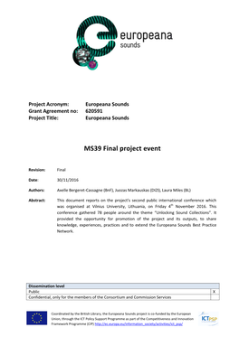 MS39 Final Project Event