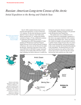 Russian-American Long-Term Census of the Arctic