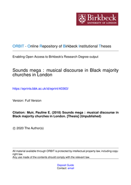 Sounds Mega : Musical Discourse in Black Majority Churches in London