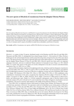 Two New Species of Rhodiola (Crassulaceae) from the Qinghai-Tibetan Plateau