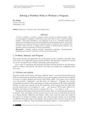 Solving a Problem with Or Without a Program