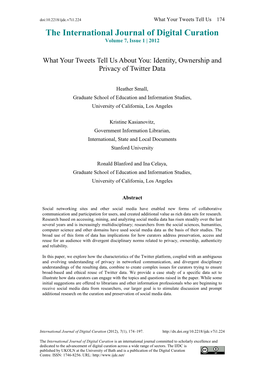 Identity, Ownership and Privacy of Twitter Data