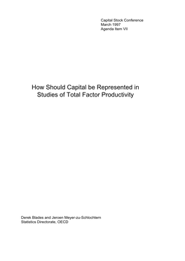 How Should Capital Be Represented in Studies of Total Factor Productivity