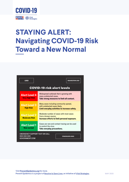 STAYING ALERT: Navigating COVID-19 Risk Toward a New Normal
