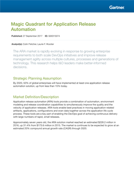 Magic Quadrant for Application Release Automation
