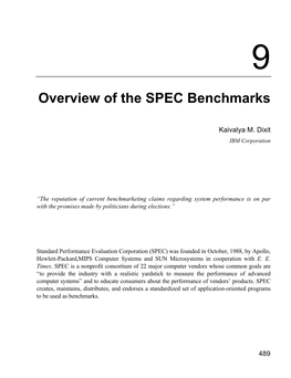 Overview of the SPEC Benchmarks