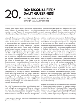 DQ: Disqualified/ Dalit Queerness 20