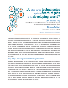Spell the Death of Jobs in the Developing World?
