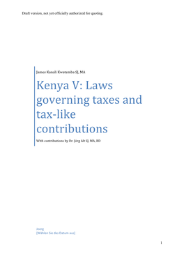 Kenya V: Laws Governing Taxes and Tax-Like Contributions
