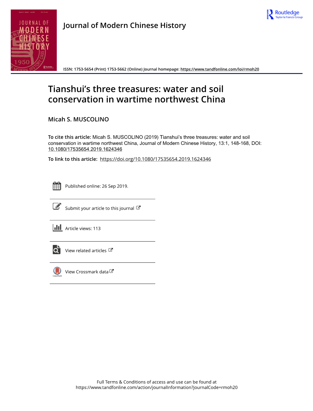 Water and Soil Conservation in Wartime Northwest China