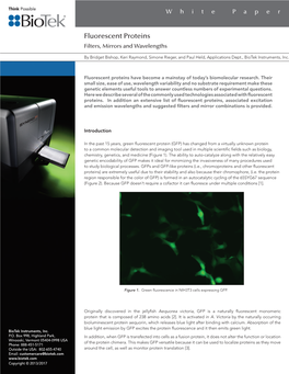 Fluorescent Proteins Filters, Mirrors and Wavelengths