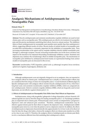 Analgesic Mechanisms of Antidepressants for Neuropathic Pain