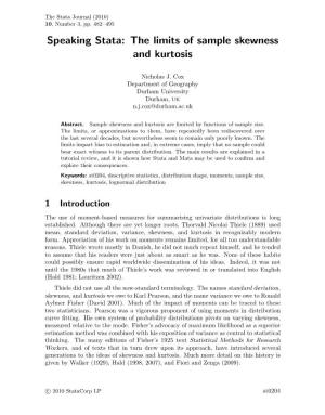 Speaking Stata: the Limits of Sample Skewness and Kurtosis