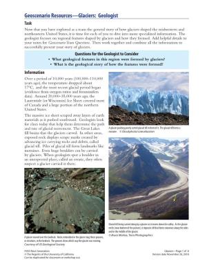 Geoscenario Resources—Glaciers