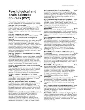 Psychological and Brain Sciences Courses (PSY) 1