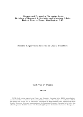 Reserve Requirement Systems in OECD Countries