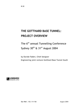 The Gotthard Base Tunnel: Project Overview