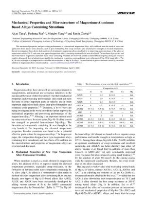 Mechanical Properties and Microstructure of Magnesium-Aluminum Based Alloys Containing Strontium