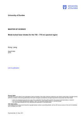 Mode-Locked Laser Diodes for the 750 – 770 Nm Spectral Region