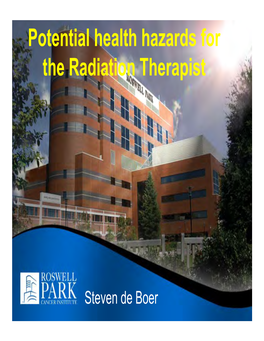 Potential Health Hazards for the Radiation Therapist