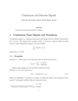 Continuous and Discrete Signals