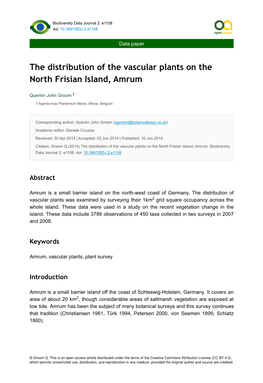 The Distribution of the Vascular Plants on the North Frisian Island, Amrum