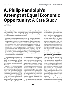 A. Philip Randolph's Attempt at Equal Economic Opportunity: a Case Study