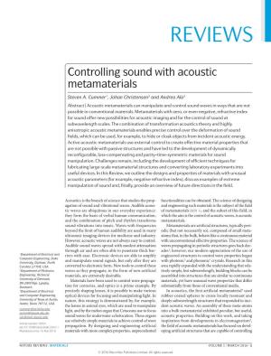 Controlling Sound with Acoustic Metamaterials