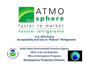 “Natural” Refrigerants Stratospheric Protection
