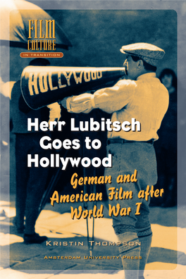 HERR LUBITSCH GOES to HOLLYWOOD KRISTIN THOMPSON Trouble in Paradise and Ninotchka, Featuring Greta FILM FILM Garbo
