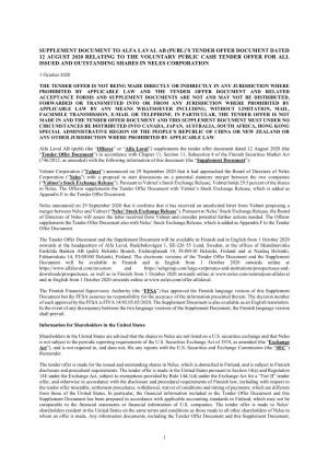 Supplement Document 1 October 2020