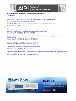 A Novel System of Coils for Magnetobiology Research L