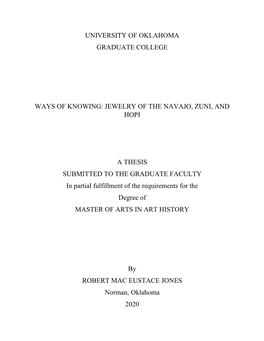 Jewelry of the Navajo, Zuni, and Hopi a Thesis