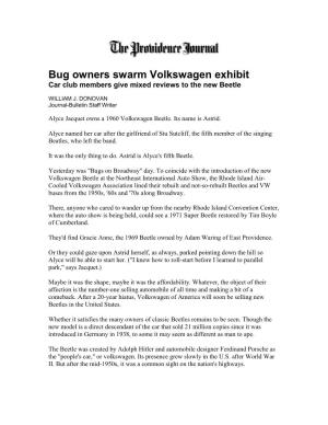 Bug Owners Swarm Volkswagen Exhibit Car Club Members Give Mixed Reviews to the New Beetle