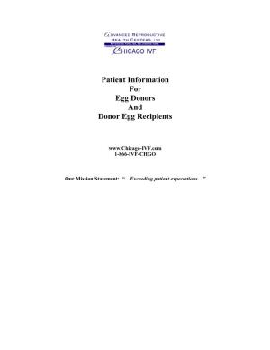 Complete Oocyte (Egg) Donation Booklet for Donors and Recipients
