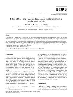 Effect of Brookite Phase on the Anatase–Rutile Transition in Titania