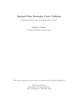 Optimal Poker Strategies Under Collusion: Simulating Fictitious Play in Simplified Poker Variants