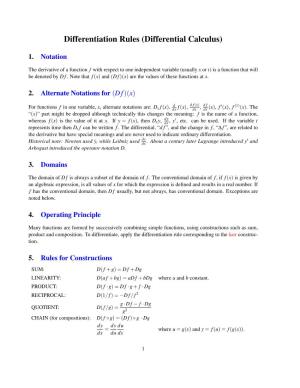 Differentiation Rules (Differential Calculus)
