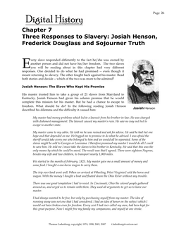Josiah Henson, Frederick Douglass and Sojourner Truth
