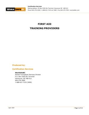 First Aid and CPR Training Providers List