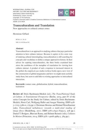 Transculturalism and Translation New Approaches to Cultural Contact Zones