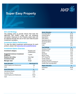 Super Easy Property Quarterly Investment Option Update
