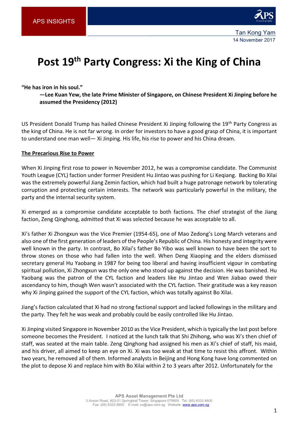 Post 19Th Party Congress: Xi the King of China