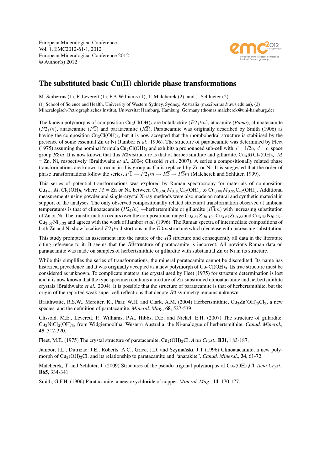 The Substituted Basic Cu(II) Chloride Phase Transformations
