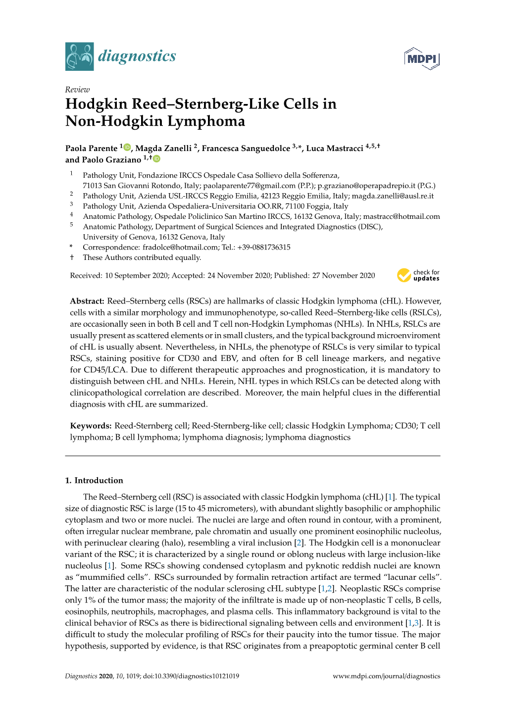Hodgkin Reed–Sternberg-Like Cells in Non-Hodgkin Lymphoma