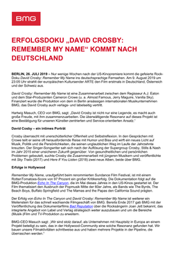 Erfolgsdoku „David Crosby: Remember My Name“ Kommt Nach Deutschland