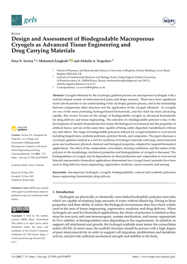 Design and Assessment of Biodegradable Macroporous Cryogels As Advanced Tissue Engineering and Drug Carrying Materials