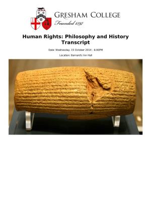 Human Rights: Philosophy and History Transcript